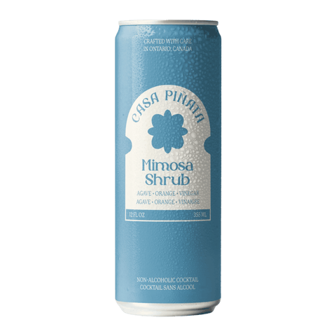 A blue can of Casa Pinata Mimosa Shrub