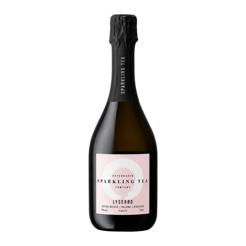 A bottle of Copenhagen LYSERØD Sparkling Tea