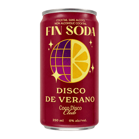 A can of Disco de Verano non-alcoholic sangria cocktail by Fin Soda