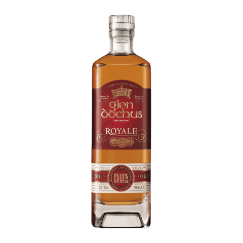 A bottle of Glen Dochus Royale Blend Non-Alcoholic Whiskey