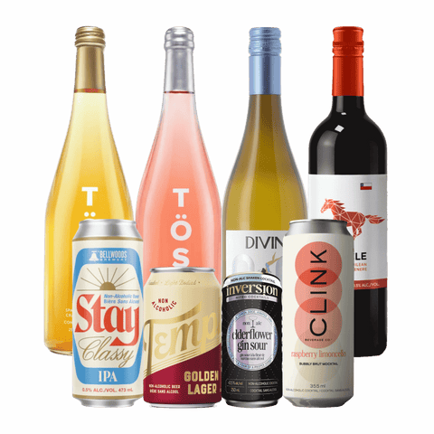 A collection of non-alcoholic drinks for the Soberish Drink Bundle