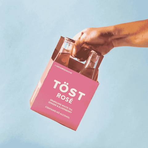 Tost Rose | Non-Alcoholic Sparkling Wine Alternative, with white tea, ginger, and elderberry. Wine alternative for any special occasion.