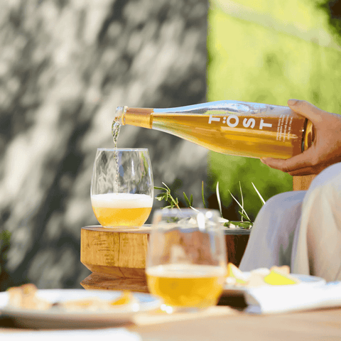TOST Sparkling Tea | Sparkling Wine Beverage with white tea, white cranberry, and ginger. Perfect for any celebration! Available now in larger 750ml bottles in Calgary at Santé Dry Bottle Shop