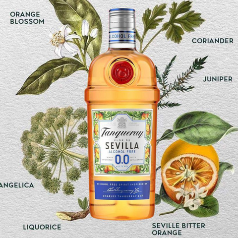 Tanqueray Flor de Sevilla 0.0 | Alcohol-Free Sevilla Orange Tanqueray Gin. Notes of zesty orange and juniper. Now available in Calgary at Santé Dry Bottle Shop