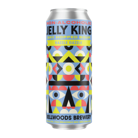 Bellwoods Jelly King Dry Hopped Sour Razzle Dazzle | Non-Alcoholic Sour beer with Tangerine, Blackberry, and Pineapple. Now at Santé Dry Bottle Shop in Calgary