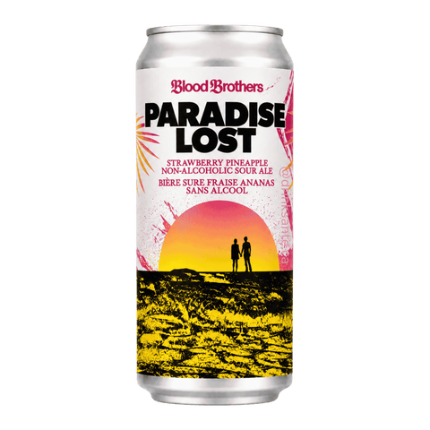 A can of Paradise Lost Non-Alcoholic Strawberry Pineapple Sour Beer by Blood Brothers