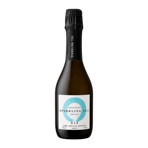 A bottle of Copenhagen BLÅ Sparkling Tea 375 mL
