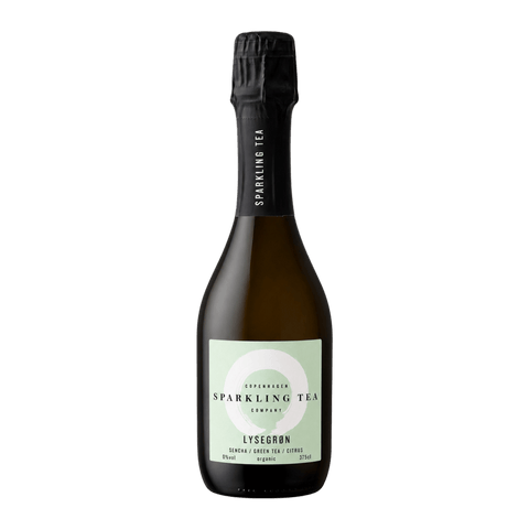 A bottle of Copenhagen LYSEGRØN Sparkling Tea 375 mL