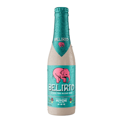 A bottle of Non-Alcoholic Belgian Blonde Ale from Delirium