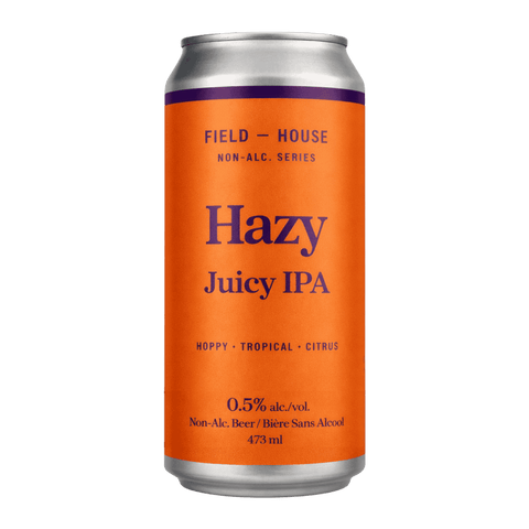 Can of non-alcoholic Hazy Juicy IPA from Field House