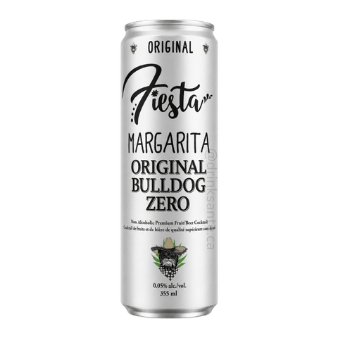 A can of Fiesta Margarita Original Bulldog Zero, a non-alcoholic margarita cocktail
