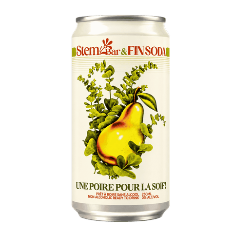 A can of Fin oda Une Poire Pour la Soif!. A pear non-alcoholic cocktail