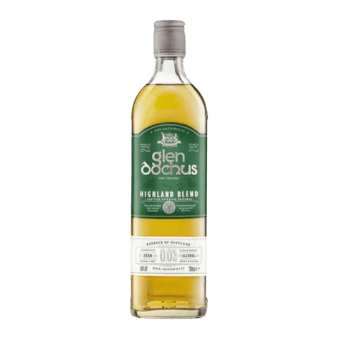 A bottle of Glen Dochus Non-Alcoholic Scotch Whiskey