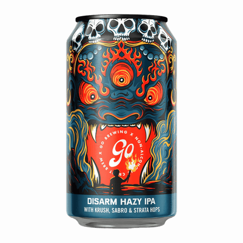 A can of Go Brewing Disarm non-alcoholic Hazy IPA