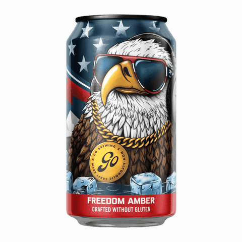 A can of Go Brewing Gluten-Free Non-Alcoholic Amber