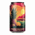 A single can of Go Brewing non-alcoholic Pineapple Yuzu Radler, featuring a sunset background with a pineapple and citrus