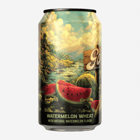 A can of Go Brewing Watermelon Wheat non-alcoholic pale