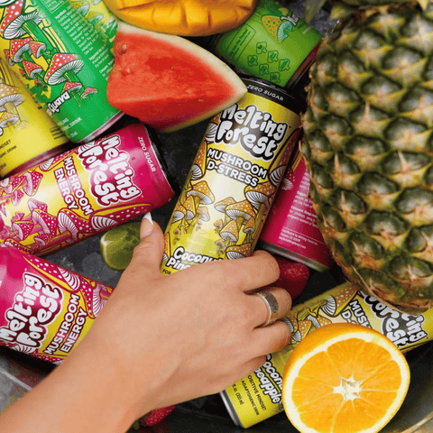 A variety of cand of Melting Forest functional mushroom drinks
