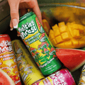 A variety of cans of Melting Forest functional mushroom drinks