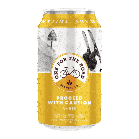 A single can of One For The Road non-alcoholic Amber beer