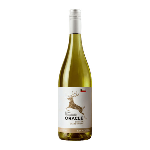 A bottle of Oracle non-alcoholic Chardonnay