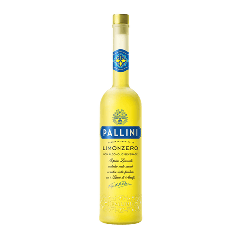 A yellow bottle of Pallini Limonzero non-alcoholic limoncello