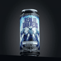A single can of Realm Walkers Elven Song non-alcoholic beer, featuring a blue and white label with an illustration of three elven figures