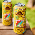 Two cans of Sober Carpenter Mexican Lager on a wooden table