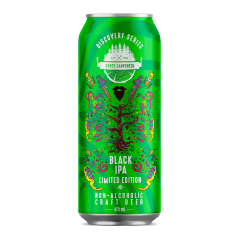 A green can of Sober Carpenter's Non-Alcoholic Black IPA