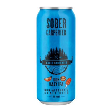 A blue can of Sober Carpenter's Double Dry Hopped Hazy IPA