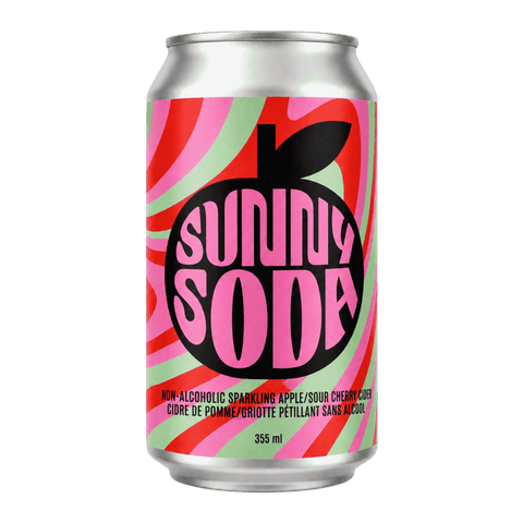 A can of SunnySoda non-alcoholic sparklign sour cherry apple cider