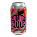 A colourful pink and green can of SunnyCider's new SunnySoda - Non-Alcoholic Apple/Sour Cherry Cider.