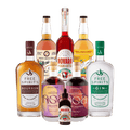 A collection of non-alcoholic spirit bottles