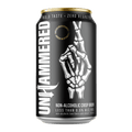 Unhammered non-alcoholic crisp brew can with skeleton hand design